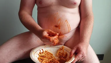 I Jerk off with My Dinner and Piss in It and I End up Cumming on a Cookie to Eat It All