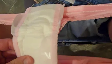 Big Pad Placement and Maxi-pad Changing Progress in Bathroom