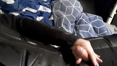 Biker Cums in Leather Moto Race Suit