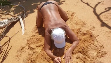 Ladysilva Femboy on the Beach Tanning Her Hot Ass in Bikini