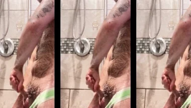 Handsome Hairy Hung Shower Bator Horny at the Gym Needed to Edge and Sperm for My Guys