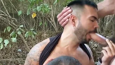 Outdoor Cruising Blowjobs with Huge Cumshots