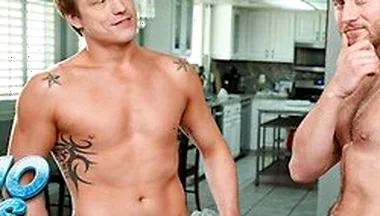 Logan Aarons In Muscle Hunk & Bearded Jock Realize They Share The Same Guy - Then Smash