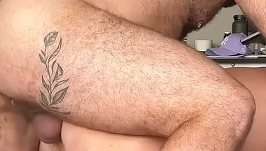 Couch & Ottoman Breeding Mustache Stepdaddy Wrecked Raw, Sloppy Deepthroat Creampie