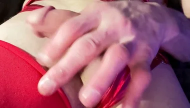 Cdmichelle Playing with Hard Cock While Wearing Red Sexxy Bodysuit