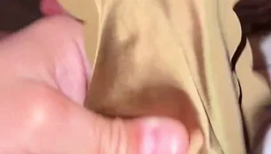 Cum in Silky Satin Green Panties