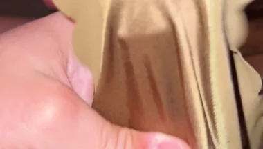 Cum in Silky Satin Green Panties