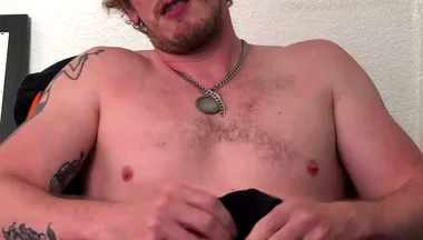 Christian Hunter Pit Sniffs, Nipple and Feet Plays, and Jerks His Thick Cut Cock with His Sweaty Socks