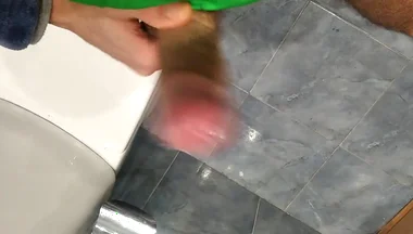 Thin Guy Comes Back From Running and Unloads the Cum From His Dick in the Bathroom