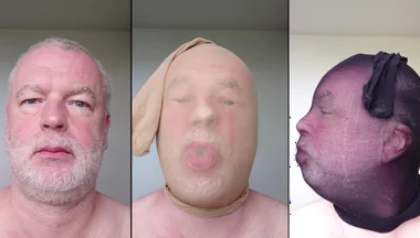 Selfie Collage with Masks Made of Tights