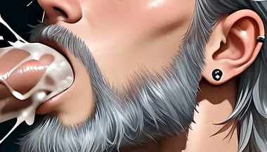 Rugged Silver Bear Deepthroats and Fills Throat with Exploding Cum