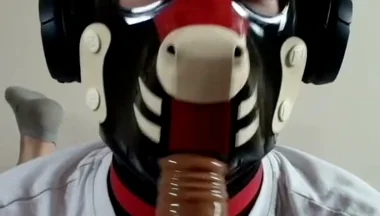 Latex Pet Sucks His Rubber Bone. Watch the Full on My Fancentro