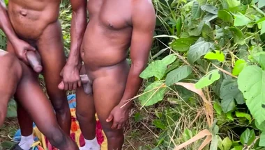 Outdoor Anal Double Dick Penetration by Two African Guys with Massive Huge Dick