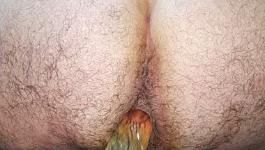 Fucking My Ass Close-up with Lush Vibration and Big Transparent Dildo to the Bottom Wide Ass and I Masturbate My Cock