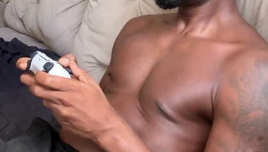 Playing Video Game Horny 10 Inches Black Guy