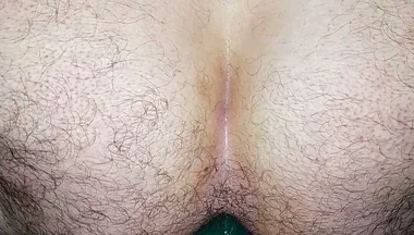 Fucking My Ass with Huge Green Dildo to the Bottom Close-up