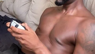 Playing Video Game Horny 10 Inches Black Guy