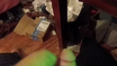 Cumming with a Green Glowing Light