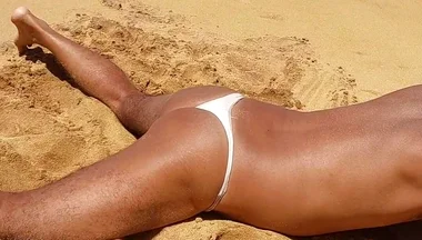 Ladysilva on the Beach in Panties Tanning Her Hot Ass