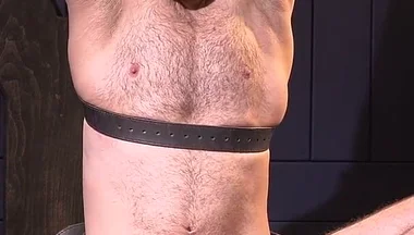 Zeus Leather Belt Bondage Raised Arms, Bound Feet & Tickling Contrast