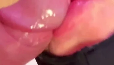 His Drop of Pleasure Drips From the Foreskin at the Gloryhole