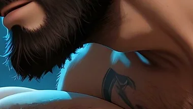 Cyberpunk Hacker and Rugged Bear Stepdaddy in Passionate Gentle Top Moment