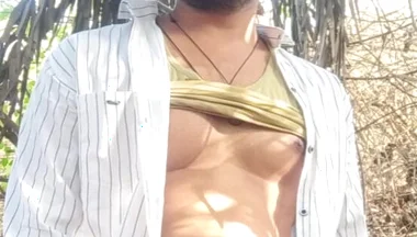 Whitish Cream Peeing in Forest Alone