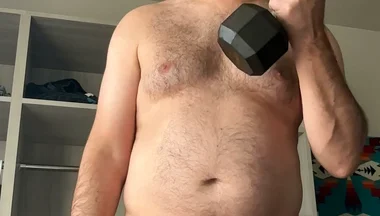 Duke Silver Loves Lifting Weights for the Camera