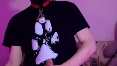 Kneeling Pup Strokes His Bone for You