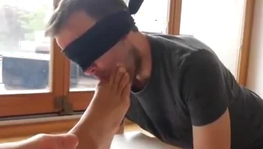 Arab master boy feet cleaner