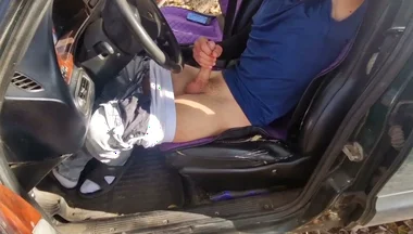 I Spied on a Straight Guy While He Was Jerking off His Huge Penis in the Car and Gave Him a Hand Job.