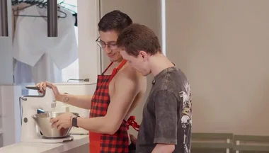 Kitchen Breeding I Caught Him Baking Naked And I Fuck Him Hard Bareback Until Creampie