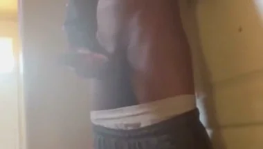 Doing the Windmill Stroking My Cock Cumming Hard