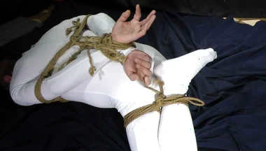 Zeus Bound in Spandex: Ball Gag, Rope Challenge and One Liter of Water