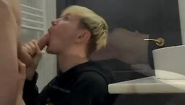 Two Guys Fuck And Kiss In A Public Toilet In A Cafe