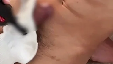 Japanese Man Ejaculates Profusely While Masturbating Using a Sock