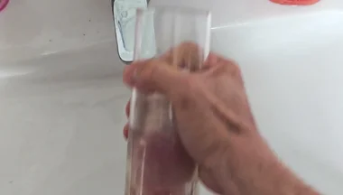 Full View Stroking My Hard Cock in a Clear Fleshlight Stroker!
