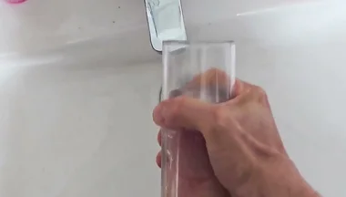 Full View Stroking My Hard Cock in a Clear Fleshlight Stroker!