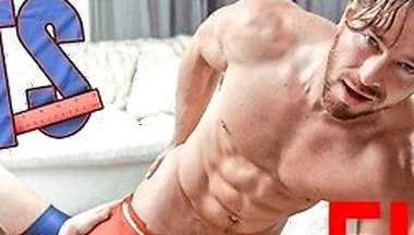 Beefy Logan Aarons Still Fits His Wrestling Singlet & Johnnys Cock - Full