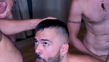 Double Bareback Gangbang: 8 Tops and 2 Bottoms