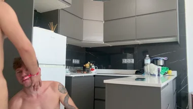 Kitchen Floor Has Been Used by Topless Psychic Ass to Ride Mattia Price Cock