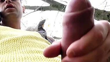 Jerk Off In The Woods With Close Up Uncut Cock And Balls