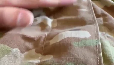 Showing off the Hairy Solider Balls While Jerking off and Shooting a Hot Load of Cum