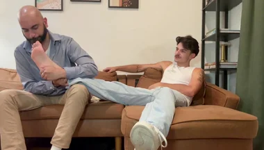 Licking master stinky feet cuming