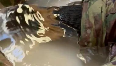 First Piss-pee Video! Watch While Army Specialist Gets in a Tub in Uniform and Begins to Wet Himself!