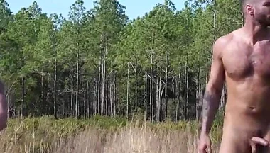 Naked Outdoor Muslce Jocks Go on a Cum Picnic