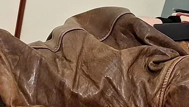 Chav Boy in Leather Bomber Jacket and Scally Gear Get Fucked Leather Bear