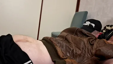 Chav Boy in Leather Bomber Jacket and Scally Gear Get Fucked Leather Bear