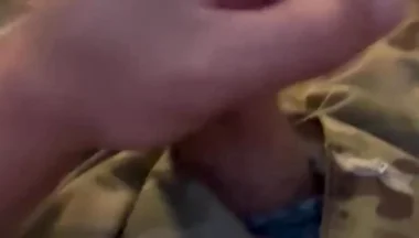 Jerking at My Sarge's Desk - Shooting Loads of Cum in My Uniform in My Barracks