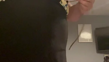 Cock and Ball Bondage with Crossdress to Go Out